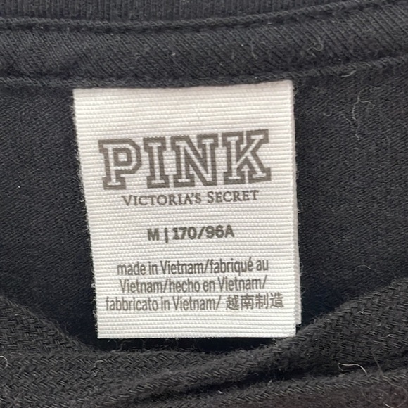 ❤️ LOVE PINK Victorias Secret Black Crop Cropped Hoodie Sweater Sweatshirt M - Picture 10 of 10